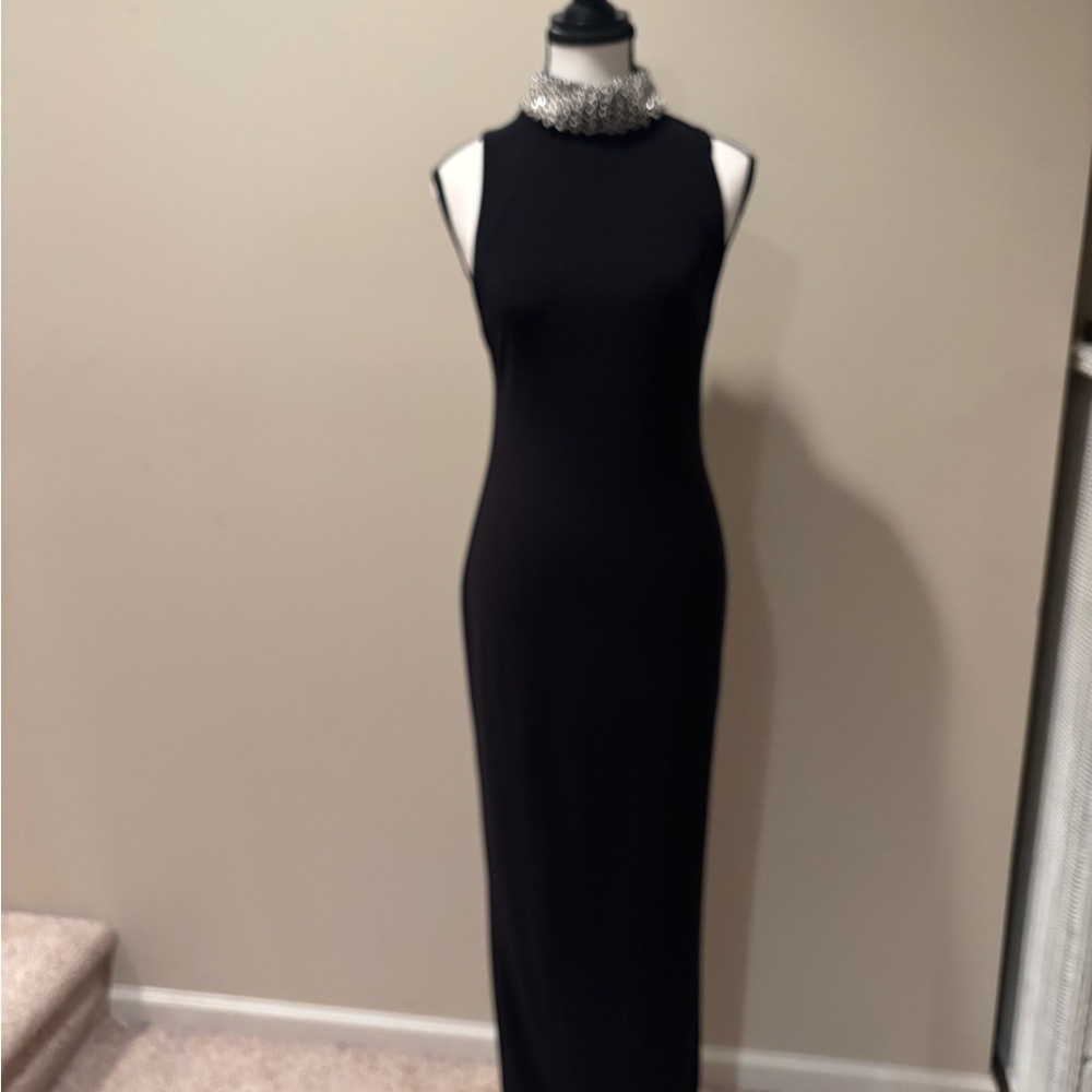 ASOS Black Sleeveless Maxi Dress with Jeweled Collar